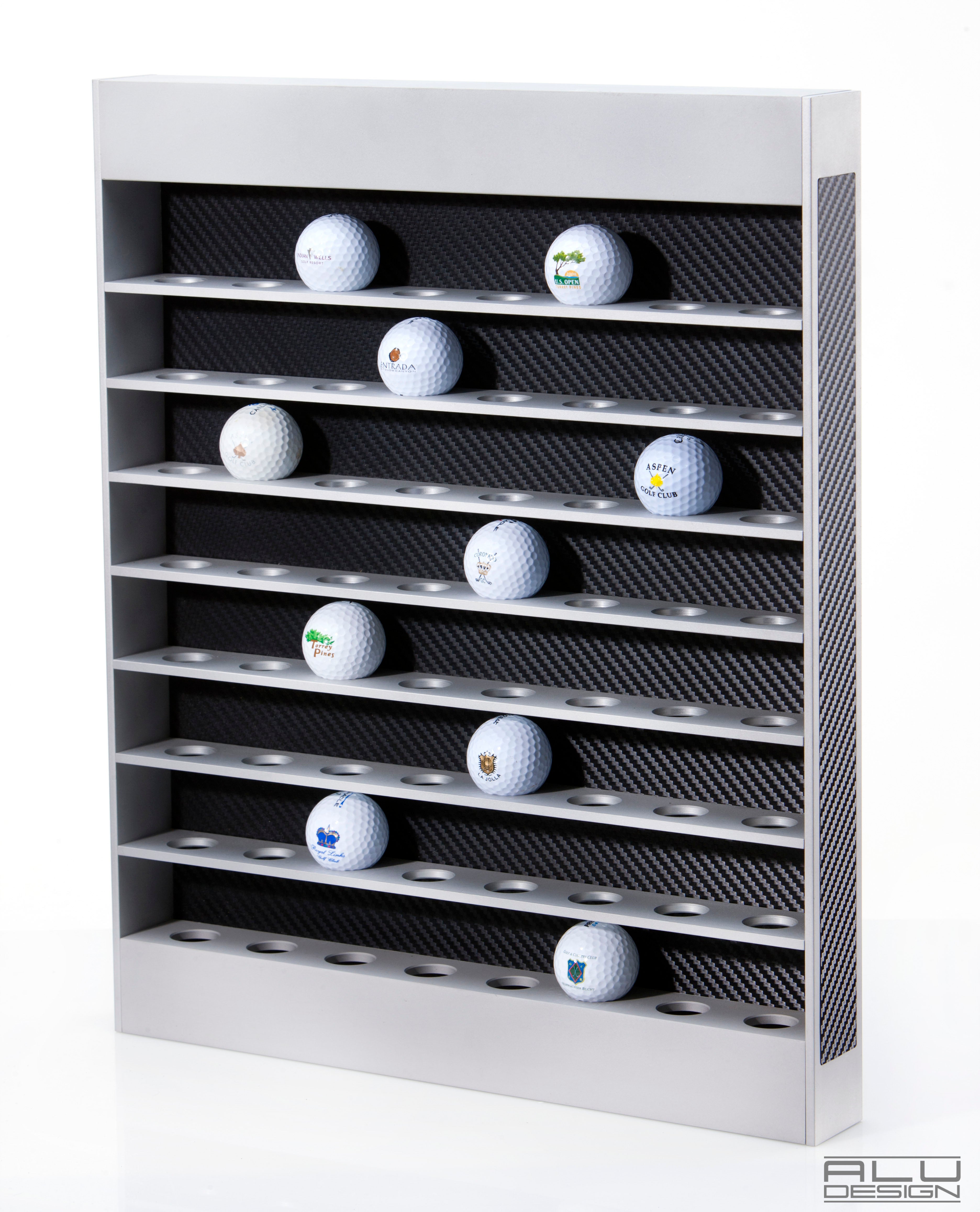 Golf Ball Display Rack (64 Balls) - Logo Golf Ball Display Shelf - ALU  Design