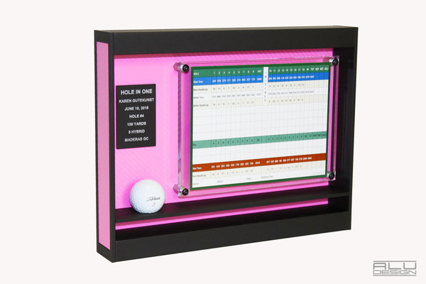 HOLE IN ONE Golf Ball Frame Shadow Box Made in USA pink